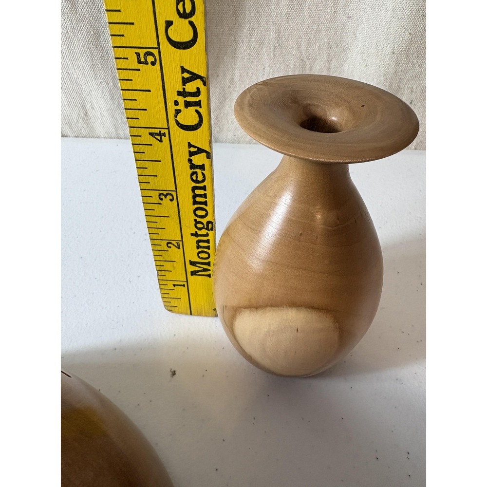 Vintage Hand Turned Wood Bowls Set Signed 2004-2005 Decor Salad Display Vase USA - Picture 9 of 15